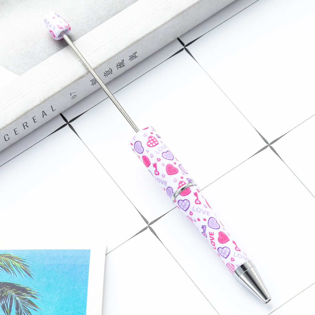 Wholesale Valentine's Day Plastic Beaded Pens DIY Beadable Pens